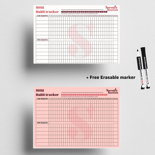 2 Dry Erase Habit Trackers (Pink & White)